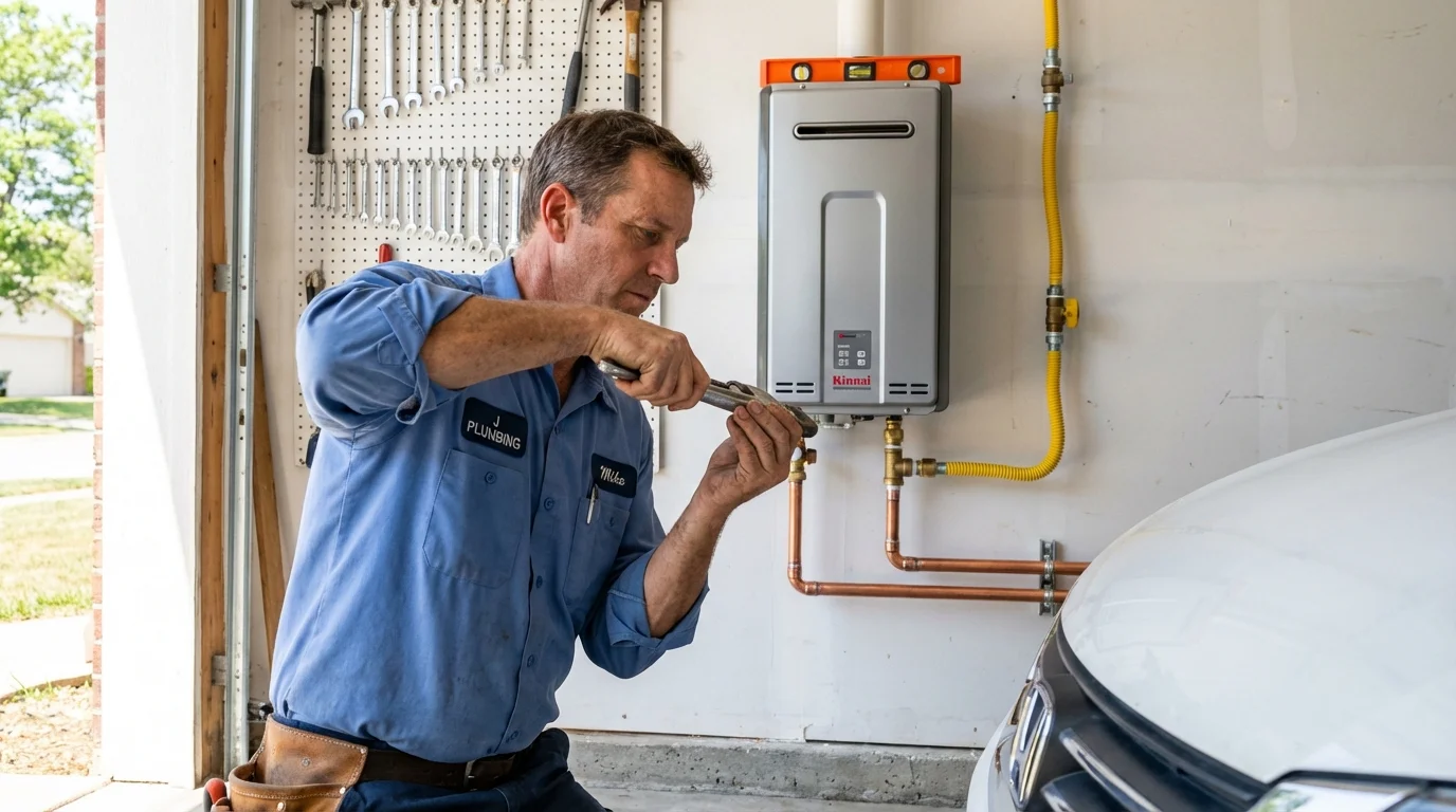 Tankless water heater installation by a Johns Plumbing LLC plumber in Jay
